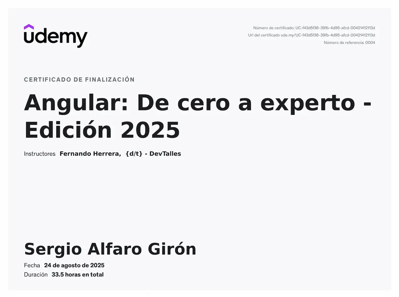 Certificado de Angular: Zero to Expert